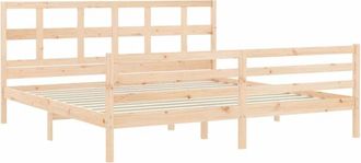 vidaXL Bed Frame with Headboard 200x200 cm Solid Wood Vidaxl