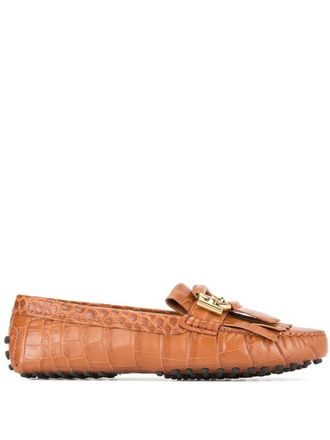 Tod's Loafers met krokodillen effect - Bruin