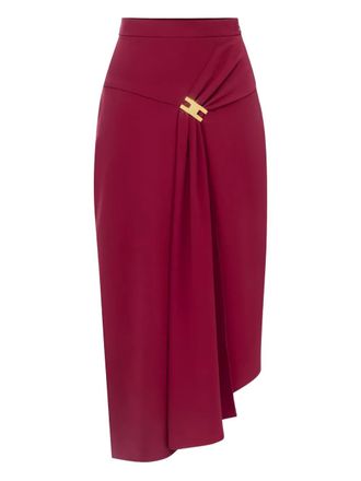 Elisabetta Franchi Gonna midi con logo - Rosso