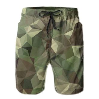 AOOEDM Geometric Casual Men Beach Shorts Bathing Suit Swim Trunks