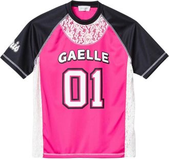Ga&euml;lle Paris Oversized kanten afwerking fuchsia t-shirt - Dames - T-shirts - Roze - XS - Denim - Tops