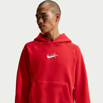 Nike Mens Nike Sportswear LNY Fleece Hoodie in Red | IR0616-657