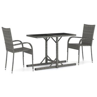 vidaXL Juego De Comedor Para Jard&iacute;n 3 Piezas Gris Vidaxl