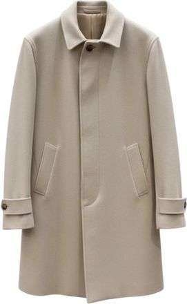 Lardini Single-Breasted Jas - Heren - Mantel - Beige - M - Wol - Jassen