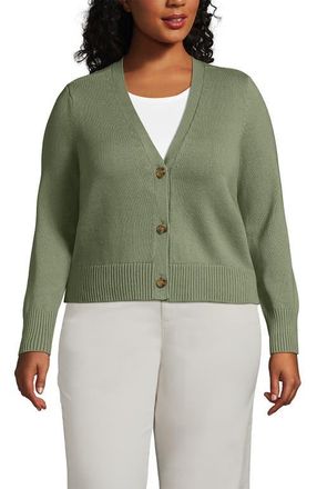 Lands End Plus Size Drifter Vneck Dress Cardigan Sweater in Sage at Nordstrom, Size 3X