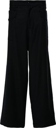 Barena Caorloto Fan wide-leg trousers - men - Virgin Wool/Cotton/Elastane - 50 - Blue