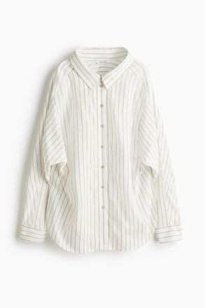 H&M Oversized Bluse - Weiss/Gestreift