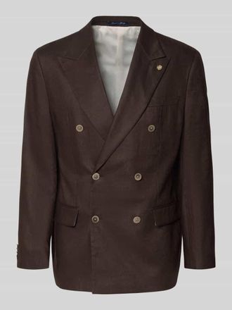 Christian Berg Regular Fit Sakko aus Leinen mit Pattentaschen in Mittelbraun, Gr&ouml;&szlig;e 102