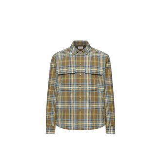 Moncler Moncler Monogram Checked Shirt Jacket, Men, Green, Size: Xxl