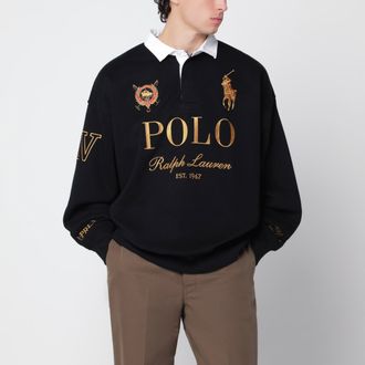Polo Ralph Lauren Felpa da rugby Big Pony nera in cotone