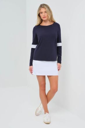 Anatomie Kensley Contrast Sleeve Pima Top in Navy/white at Nordstrom, Size X-Large
