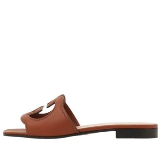 Gucci (WMNS) Gucci Interlocking G cut-out slide sandal Brown Leather 694451-US000-2535