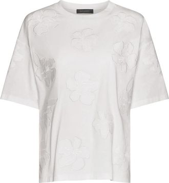 Elena Miro Geborduurde T-shirt van katoenen jersey - Dames - T-shirts - Wit - XL - Katoen - Tops