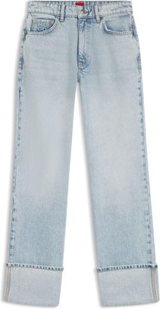 HUGO BOSS Straight-fit jeans in blue denim with cuffs