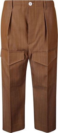 SETCHU Pantaloni dritti con dettaglio plissettato - Marrone