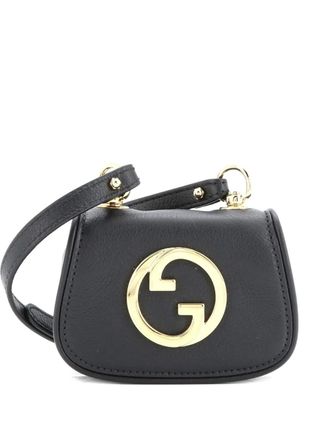 Gucci Blondie NM Card Case Wallet with Strap Leather crossbody bag - Nero