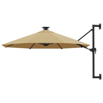 vidaXL Vidaxl - Sombrilla De Jard&iacute;n De Pared Con Luces Led Taupe 300 Cm