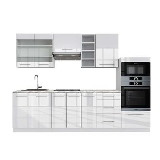 Vicco Mueble De Cocina Fame-line, Blanco Alto Brillo/blanco, 280 Cm, Et M&aacute;rmol