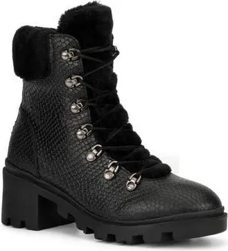Vintage Foundry Co. Regina Faux Fur Trimmed Snake Embossed Boot in Black at Nordstrom Rack, Size 6.5