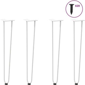 vidaXL Vidaxl - Patas De Horquilla Para Consolas (4 Unidades), Color Blanco, 72 Cm, Acero Macizo