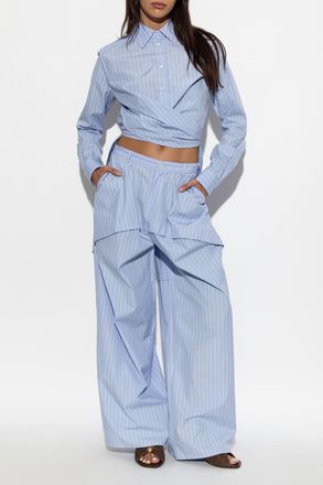 Loewe Striped Pattern Trousers, Womens, Blue