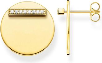 Thomas Sabo Gouden Munt Oorbellen met Witte Zirkonia - Dames - Oorbellen - Geel - ONE Size - Accessoires