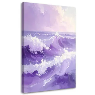 Feeby Impresi&oacute;n De Imagen, Mar Y Olas Paisaje Moderno En Tonos Pastel Morados, 80x120
