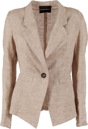 Emporio Armani Beige Tailored Linen Blend Blazer