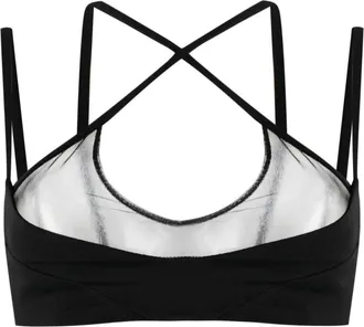 The Attico Das Attico Mesh Panel Criss Cross Top