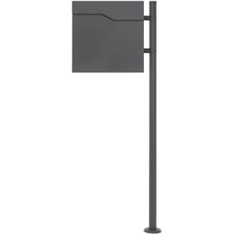 ML Design Ecd Germany Buz&oacute;n De Correo Con Soporte Antracita Para Cartas Con Compartimento Para Peri&oacute;dico 37 X 37 X 11 Cm Acero Inoxidable Con 2 Llaves Solapa De