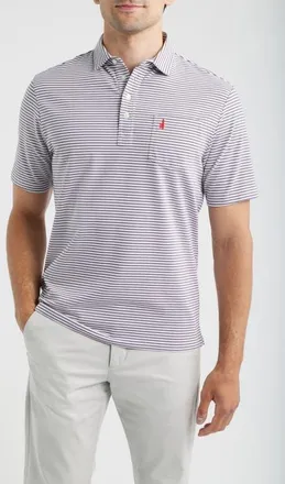 Johnnie-O Jacks Stripe Hangin Out Pocket Polo in Pewter at Nordstrom, Size Xx-Large