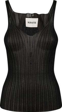 Khaite Scoop Neck Sleeveless Ribbed Top with Flared Hem