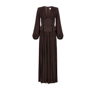 Elisabetta Franchi Kleedjes, Dames, Bruin, S, Polyester, Red Carpet Jurk