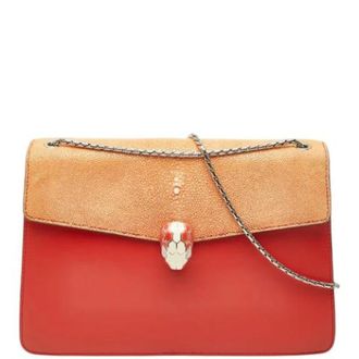 Bulgari Pre-owned Vintage Schoudertas - Dames - Vintage Schoudertas - Oranje - ONE Size - Leer - Vintage