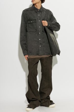 Rick Owens Denim Shirt, Mens, Grey