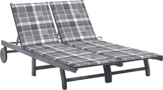 vidaXL Vidaxl - Tumbona De Jard&iacute;n 2 Personas Y Cojines Madera Maciza De Acacia