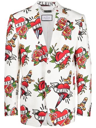 Philipp Plein Blazer con stampa - Bianco