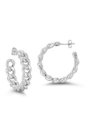 Glaze Jewelry Medium Curb Chain Hoop Earrings in Silver at Nordstrom Rack