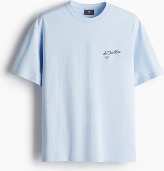 H&M Bedrucktes T-Shirt in Loose Fit - Blue