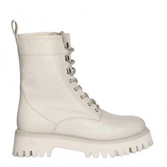 SaintG Womens Anastasia Leather Lace Up High Ankle Boots In Ivory
