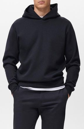 Mango Regular Fit Fleece Hoodie in Navy at Nordstrom, Size Large