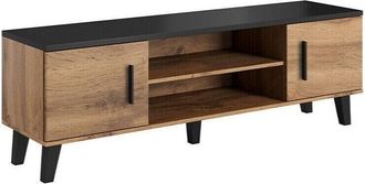 Mirjan24 Mobilier1 - Mueble Tv Larfloi 108, Roble Wotan + Negro, N&uacute;mero De Puertas: 0, N&uacute;mero De Cajones: 0, 160x53x40cm