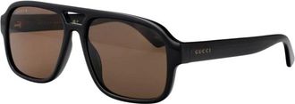 Gucci Accessoires, Heren, Zwart, ONE Size, Stijlvolle Aviator Zonnebril
