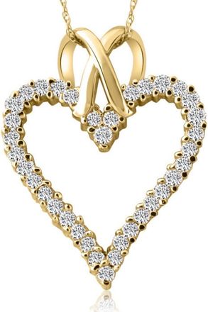 Pompeii3 1 1/10ct Diamond Heart Pendant Necklace in 14K White, Yellow or Rose Gold 1 1/4