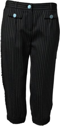 Dolce & Gabbana Black Wool Stripes Cropped Trouser Womens Pants