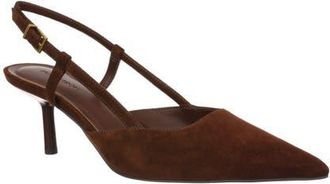 Nordstrom Lana Pointed Toe Slingback Pump in Brown Plush at Nordstrom, Size 5.5
