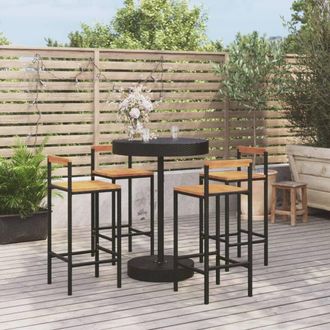 Berkfield Home 5 Piece Garden Bar Set Black Poly Rattan&Solid Wood Acacia