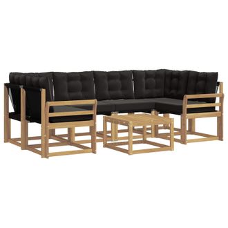 vidaXL Conjunto De Sof&aacute;s De Exterior Con Coj&iacute;n 7 Pcs Blanco Y Negro Vidaxl
