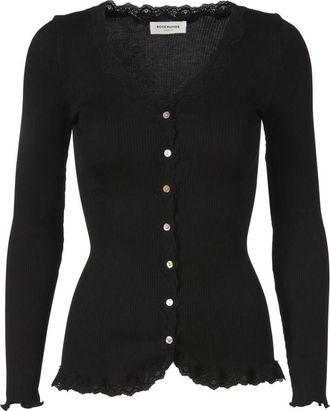 Rosemunde Zwarte Cardigan met Kant Details - Dames - Vesten - Zwart - S - Katoen - Truien & Vesten