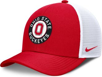 Nike Ohio State Primetime Arched Nike Unisex Dri-FIT College Trucker Adjustable Hat in Red | NC13090KOH-G45